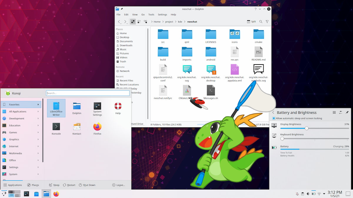 Konqi hunting Plasma 5.21 bugs