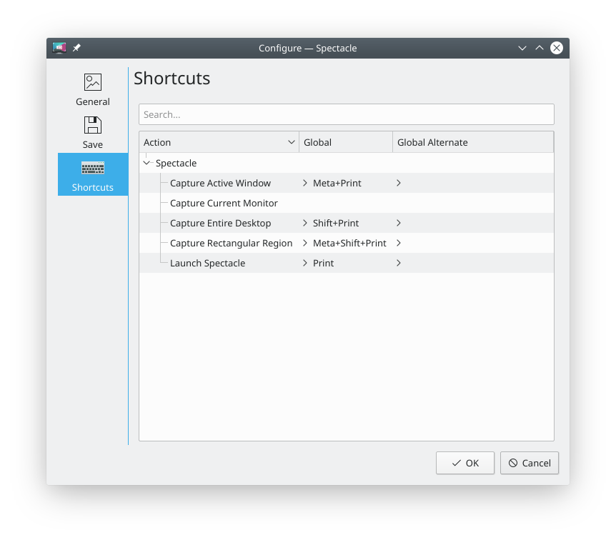 Configuring shortcuts inside Spectacle